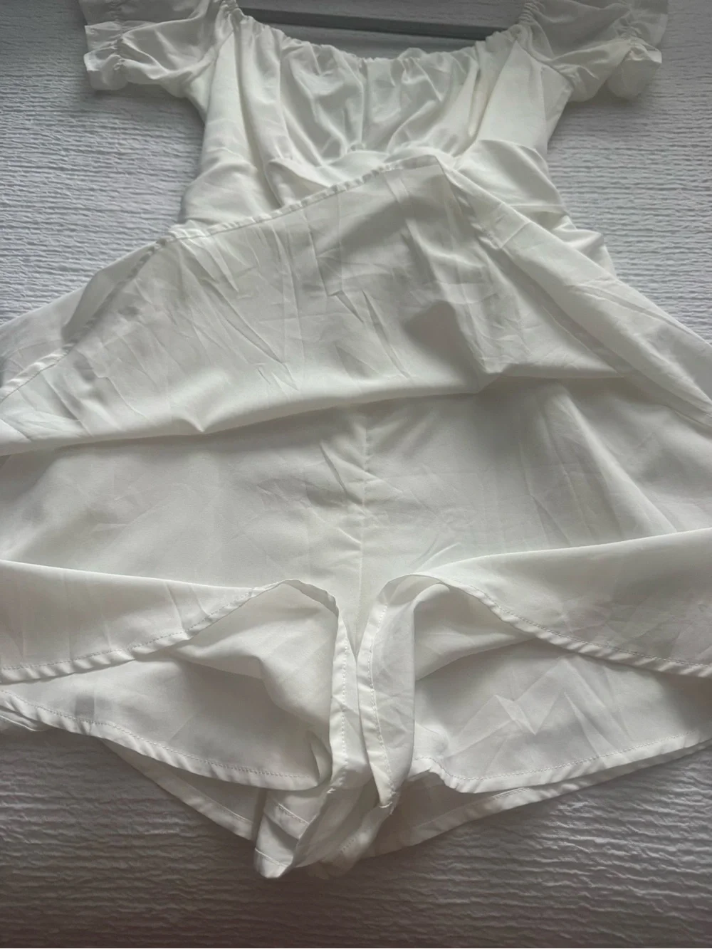 White Off-Shoulder Ruffle Romper - Picture 3 of 7